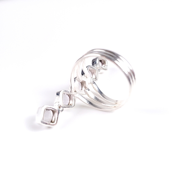 Sterling Silver 5 Stone Cushion Cut Pale Lavender Kunzite Crawler Ring Size 8 - Picture 11 of 16